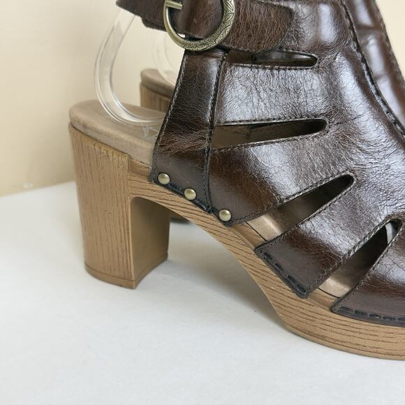 Dansko Demetra Brown Wooden Heel Sandals Women’s Size 38 - Picture 5 of 14